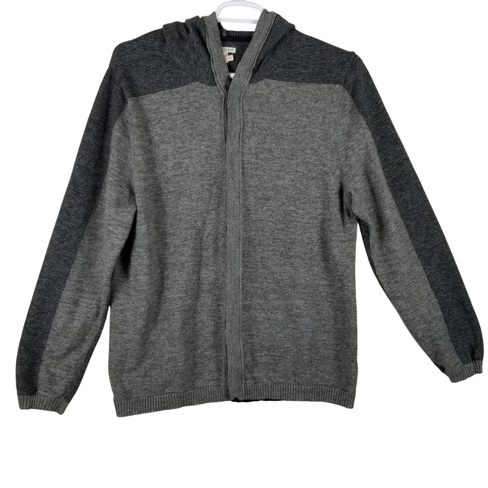 Carbon 2 Cobalt Mens XL Full Zip Hooded Sweater Grey Colorblock Cotton Knit